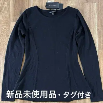 STRENESSE 블랙 긴팔 리브 니트 상의