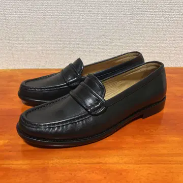 컨디션 최상 히로후 로퍼 천연 가죽 가죽 블랙 22cm