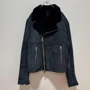 [ 고급 ] Delan 램 가죽 무스탕 라이더 자켓 50 요시마사 호시바