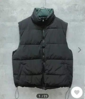 미사용 다운 베스트 L 빅 실루엣 리버서블 블랙 x 그린 한국