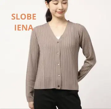 새상품급 SLOBE IENA 워셔블 울 하이 게이지 리브 가디건