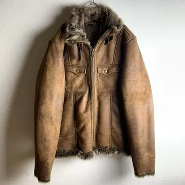 자켓 아우터 안감 퍼 틴 스트랩 브라운 멋스러운 구제 의류