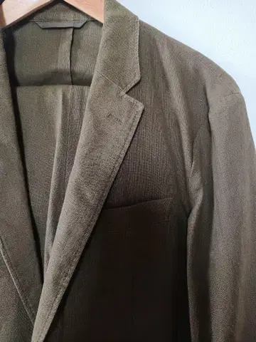 GREEN LABEL RELAXING 면린넨 수트 S 올리브 그린