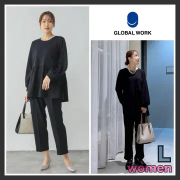 글로벌 워크 스고라쿠 스트레치 컷 블라우스*팬츠 세트 네이비 L
