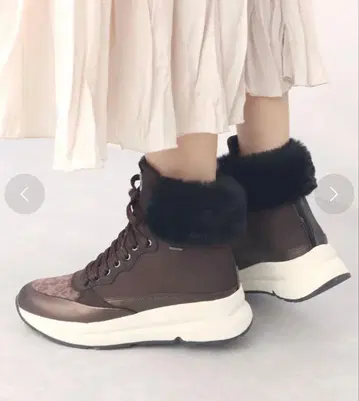 최종 가격 인하 GEOX 제오스 퍼 포함 브라운 하이컷 스니커즈