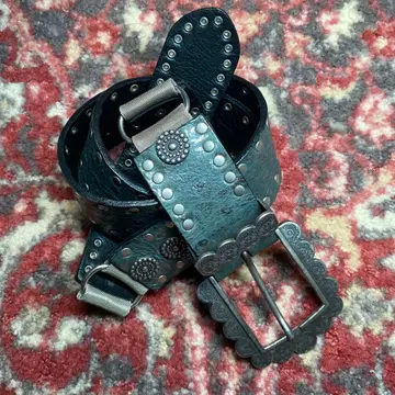 난니 빈티지 스터드 웨스턴 장식 실버 벨트