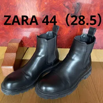 ZARA 44 (28.5) 블랙 가죽 사이드 고어 부츠