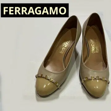 FERRAGAMO 베이지 가죽 하이힐 펌프스 5 1/2D