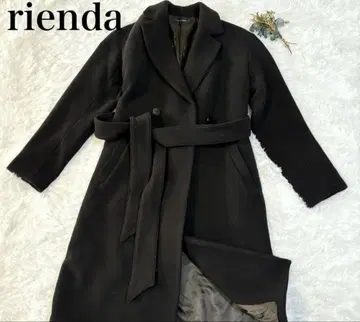 rienda 블랙 더블 브레스트 롱 코트 M