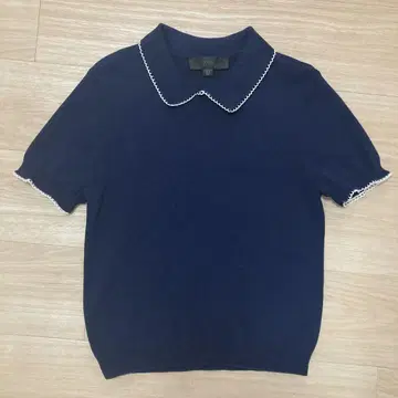 zara 네이비 파이핑 니트탑