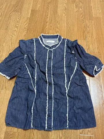 MOUSSY 프린지 달린 다크 블루 셔츠
