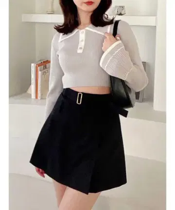 바이컬러 폴로 니트탑