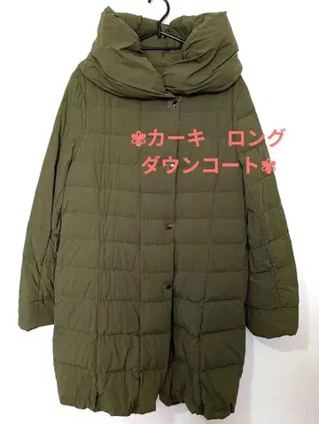 카키 올리브색 퀼팅 롱 다운 코트