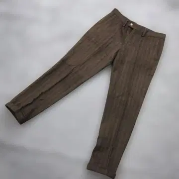 b2528 남반 [ XL ] 브라운 스트라이프 슬랙스 울 혼방 양모