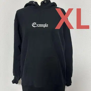 Example 자수 블랙 후드티