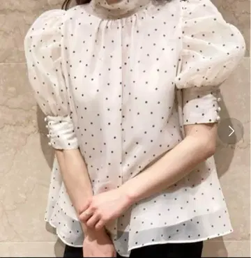 오간자 시스루 블라우스 도트 snidel