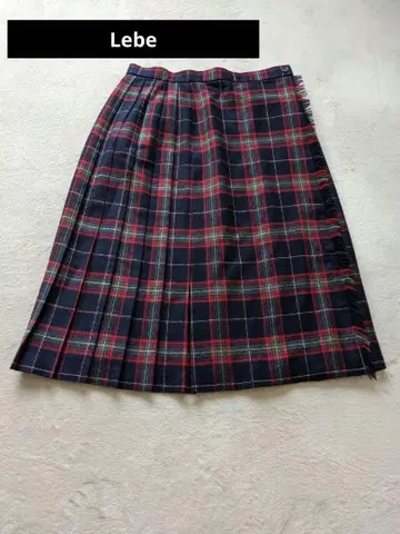 lebe 네이비 레드 체크 랩 스커트