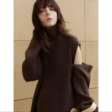 FRAY I.D 프레이 아이디 버튼 레이어드 니트 풀오버 브라운