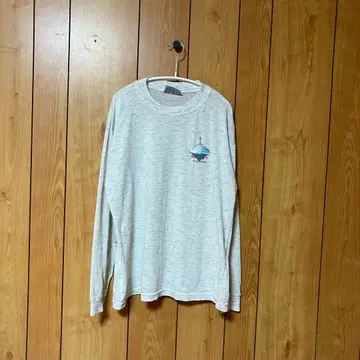 호주산 긴팔 크루넥 티셔츠 그레이 면 둥근넥