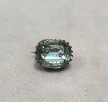 앤티크 빈티지 아쿠아 마린 컬러 유리 블루 브로치