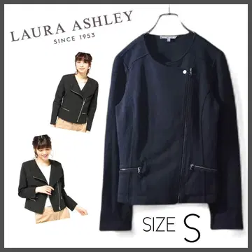 [새상품급] LAURA ASHLEY 노카라 자켓 라이더스풍 S 블랙