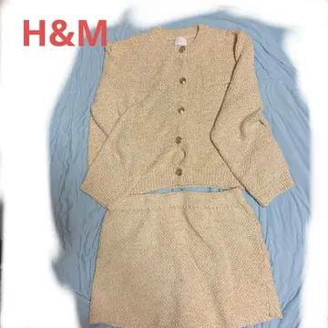 새상품급 데이트룩 H&M 베이지 니트 가디건 스커트 세트 M