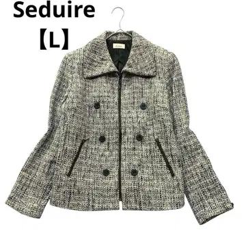 Seduire 트위드 자켓 지퍼 더블 버튼 울 [ L ]