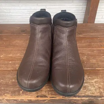 브라운 사이드 고어 부츠 가죽