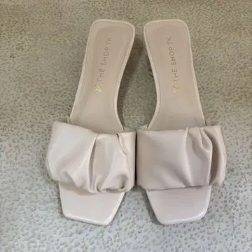 THE SHOP TK 베이지 리본 뮬 샌들 M