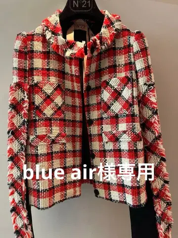 체크 무늬 트위드 자켓