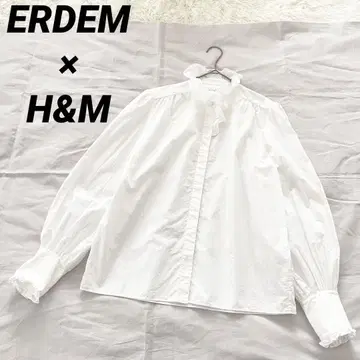아뎀 x H&M 프릴 칼라 블라우스 40 퍼프 슬리브 히든 버튼