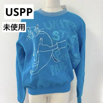 미사용 USPP 고양이 패턴 맨투맨 트레이닝복 블루 M