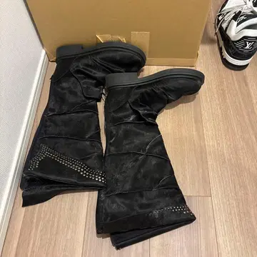 블랙 롱 부츠 지퍼 포함