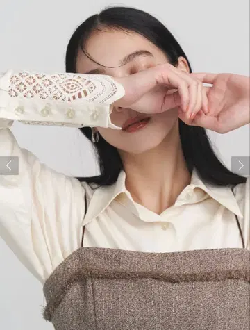 LAGUNAMOON 레이스 커프스 셔츠 화이트 택 포함 미사용 새상품