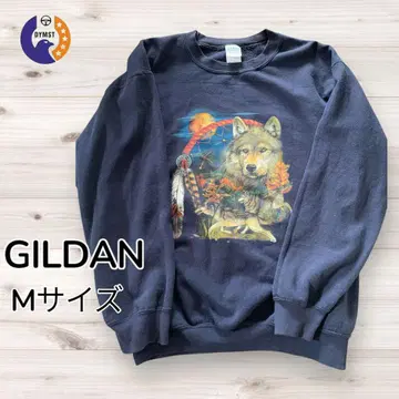 GILDAN M 사이즈 늑대 맨투맨 네이비