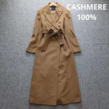 FLEXION 캐시미어 100% 롱 코트 카멜 베이지 롱 기장 가을/겨울