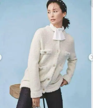 최종 가격 셀포드 트위드 니트 가디건 아이보리