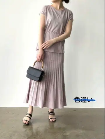COHINA 리브 머메이드 니트 셋업 라벤더 핑크