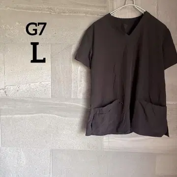 G7 [ L ] 스크럽 블랙 V넥 반팔 셔츠 블랙 상의