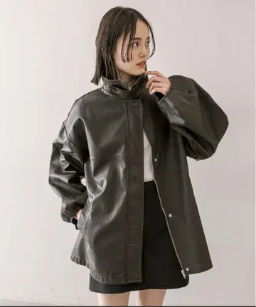 mystic 가죽 자켓 브라운