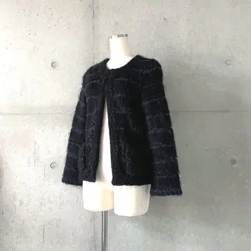 볼지 BALLSEY 모헤어 보더 니트 노카라 자켓 투모로우랜드