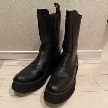 gomme 고무 통굽 가죽 부츠 사이드 지퍼 L