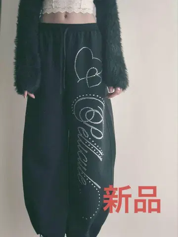 stone-deco sweat pants 블랙 블랙
