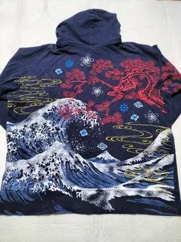 일본풍 패턴 후드티 호쿠사이 5LB 사이즈