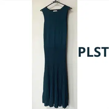 PLST 하이 트위스트 레이온 나일론 리브 니트 원피스