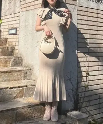 로얄 파티 스카프 니트 원피스