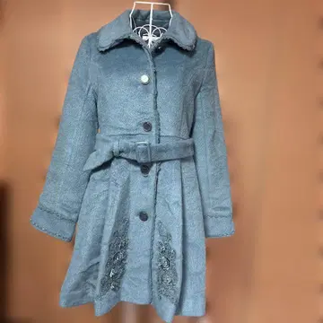 axes femme 청록색 자수 롱 코트