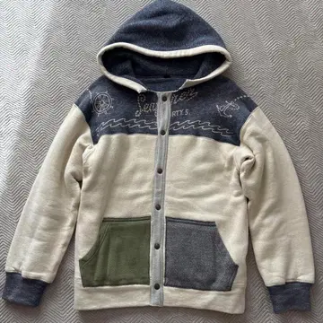 [레어] 45r 두툼한 전환 버튼 후드티 L 면 로고 마린 현행 택