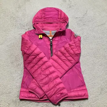 핑크 후드 부착 다운 자켓