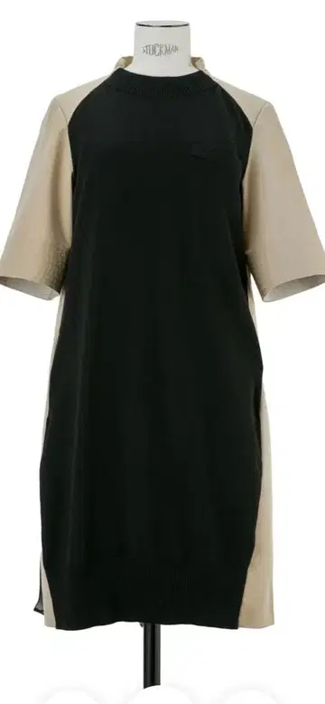 [ 가격 인하 ] sacai 래글런 슬리브 원피스 블랙과 베이지